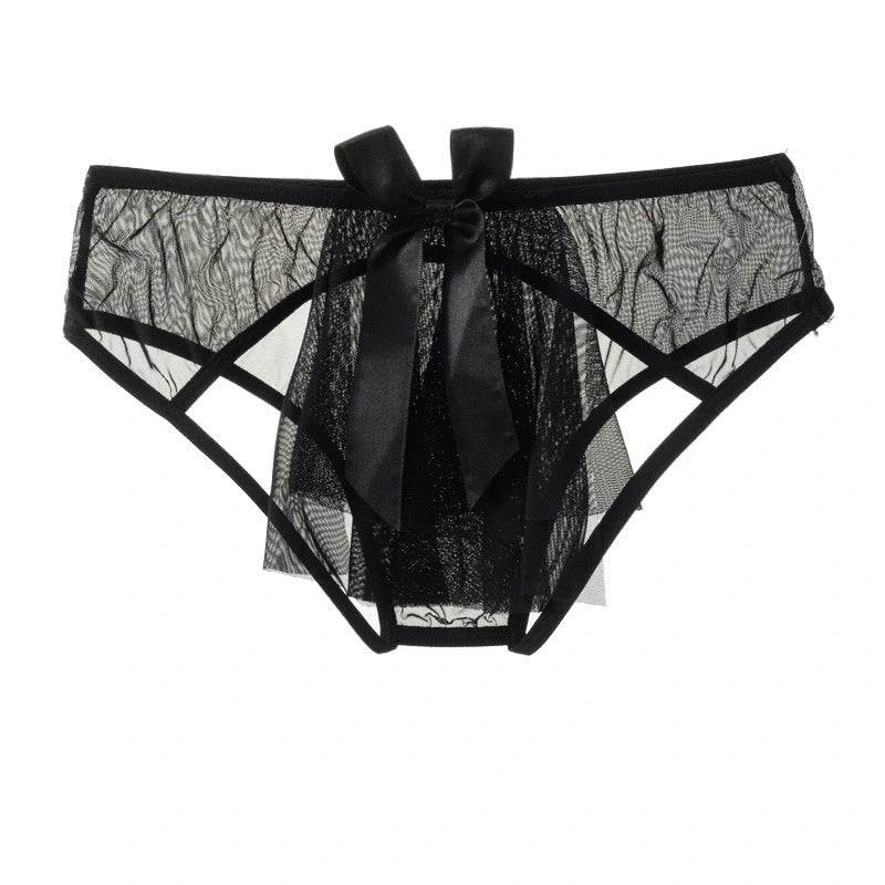 Wedding Vibe Sheer Crotchless Panties with Bow 7641