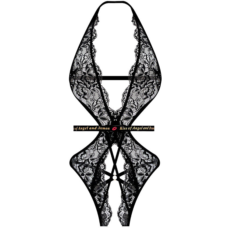 Halter Lace Crotchless Bodysuit 72007