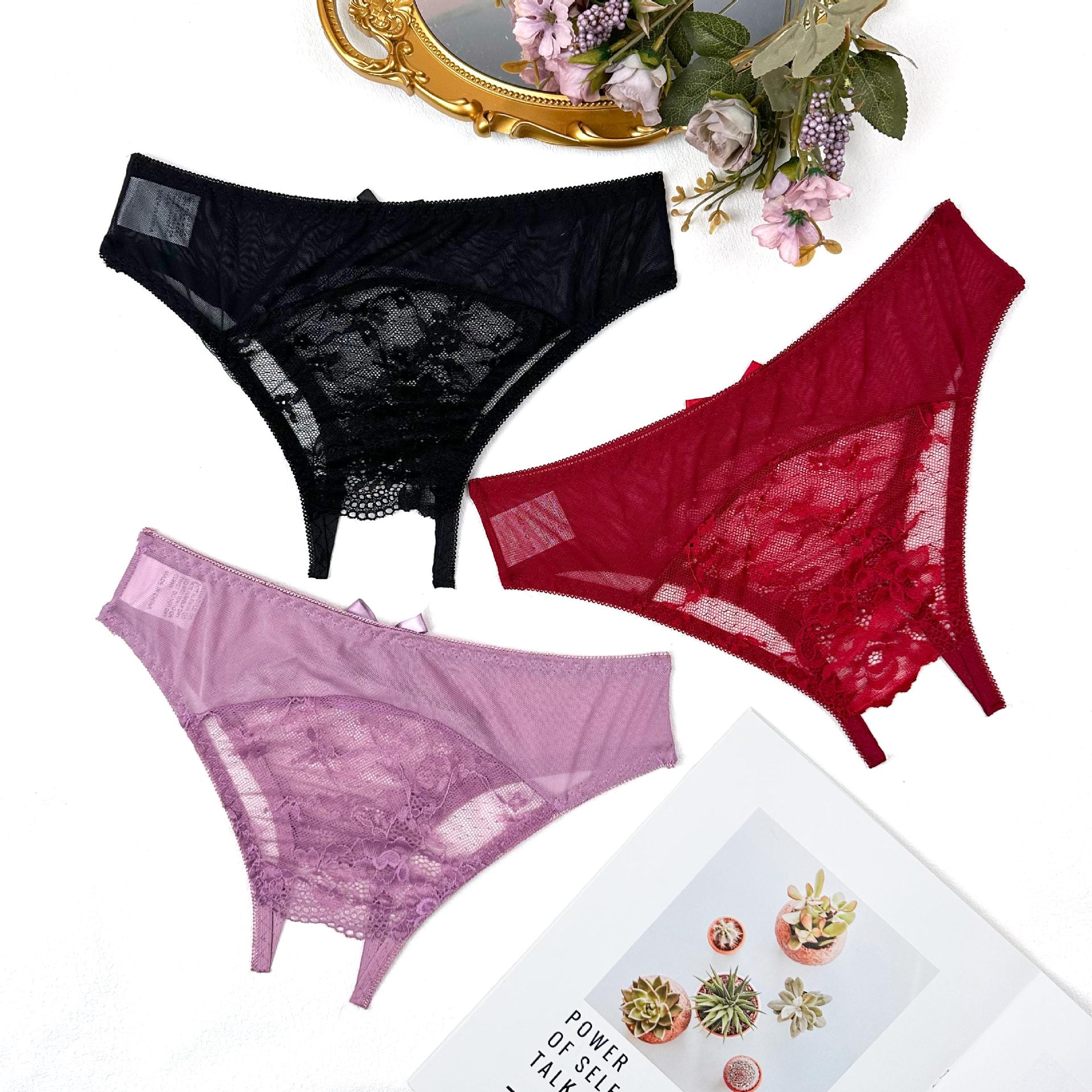 Light Lace Crotchless Brief 7671