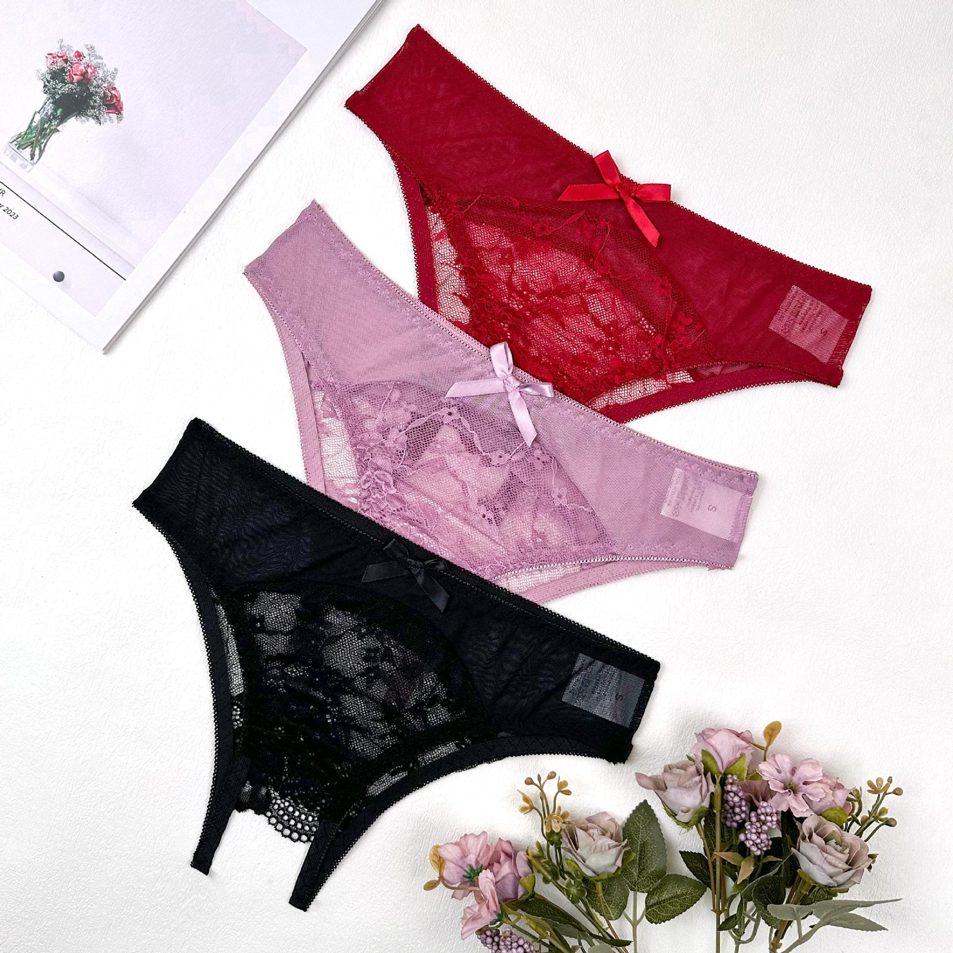 Light Lace Crotchless Brief 7671