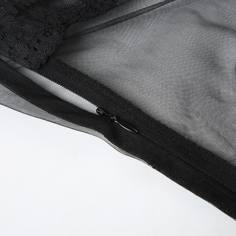 Embroidery Sheer Dress F275