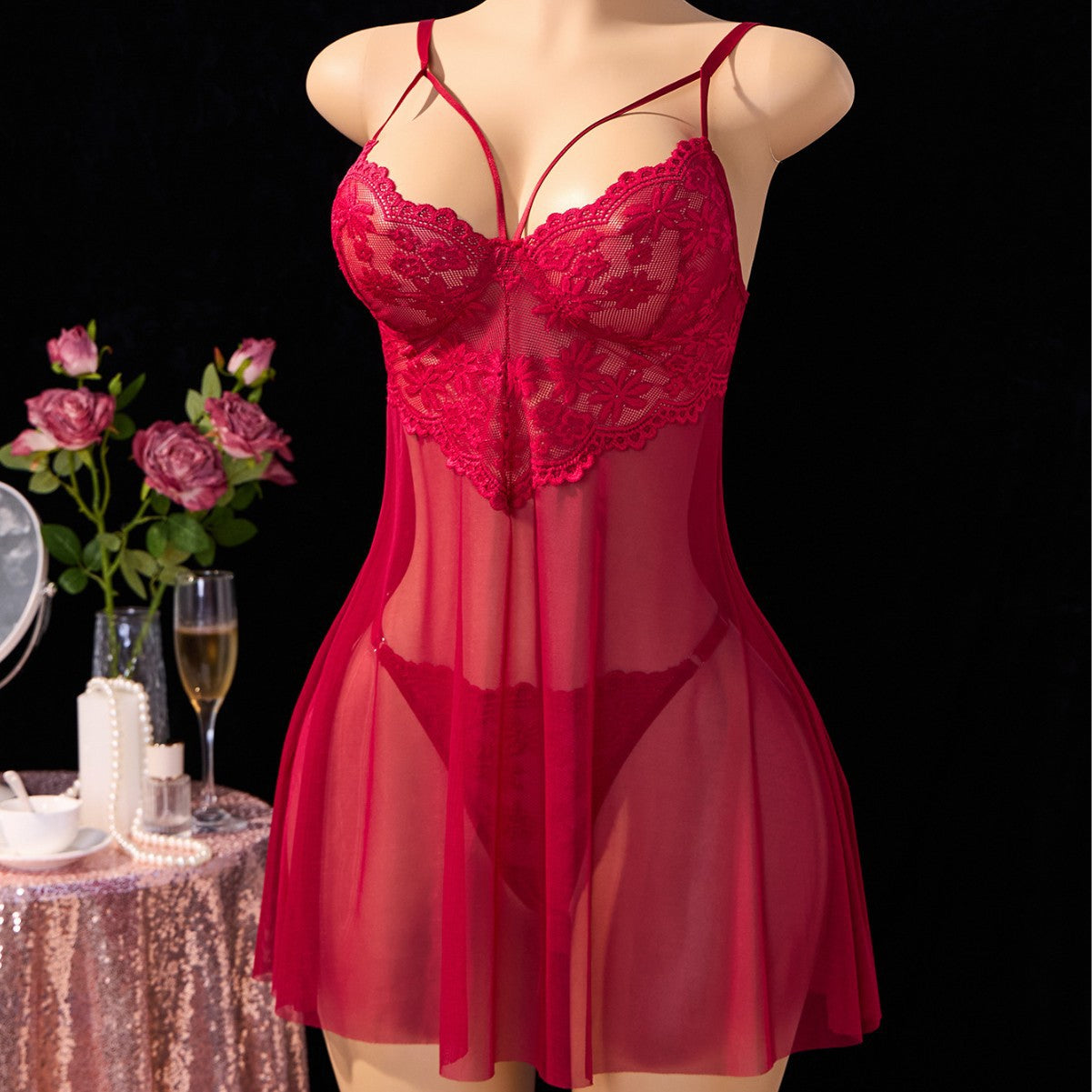 Sheer Lacy Dress Set ZA825096