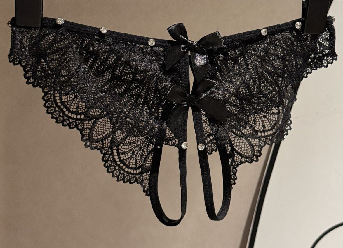 Crotchless Panties wtih Rhinestone Detailing R
