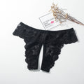 High-Rise Lace Crotchless Panties 5009 - Black / M