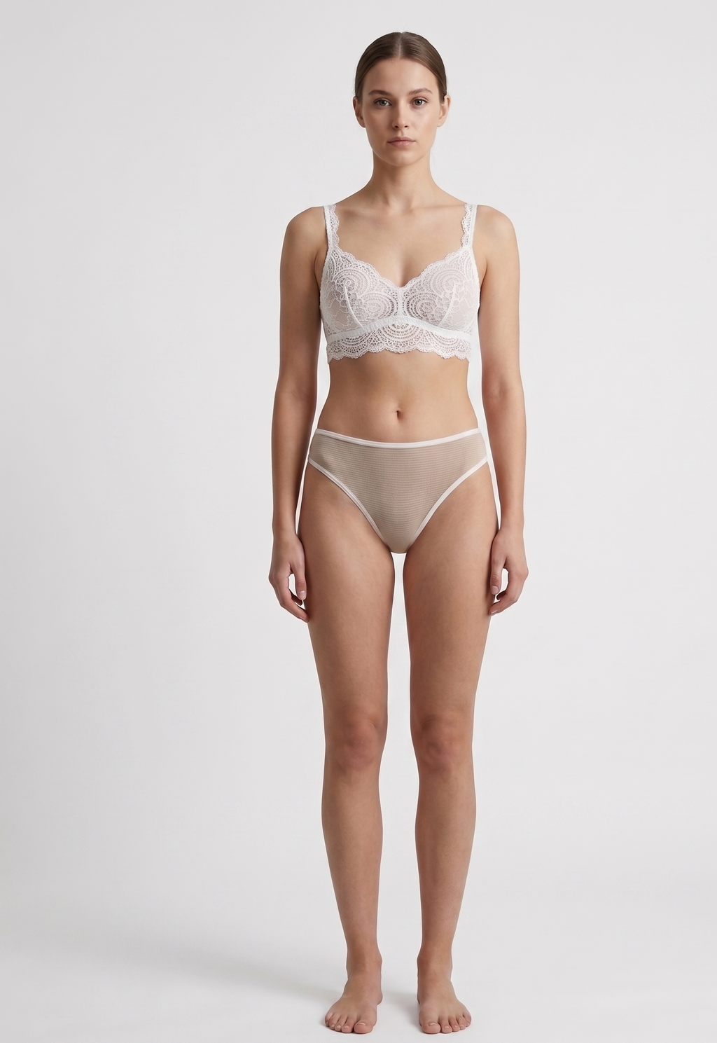 Bridal Sheer Crotchless Lace Panty with Bow 7641