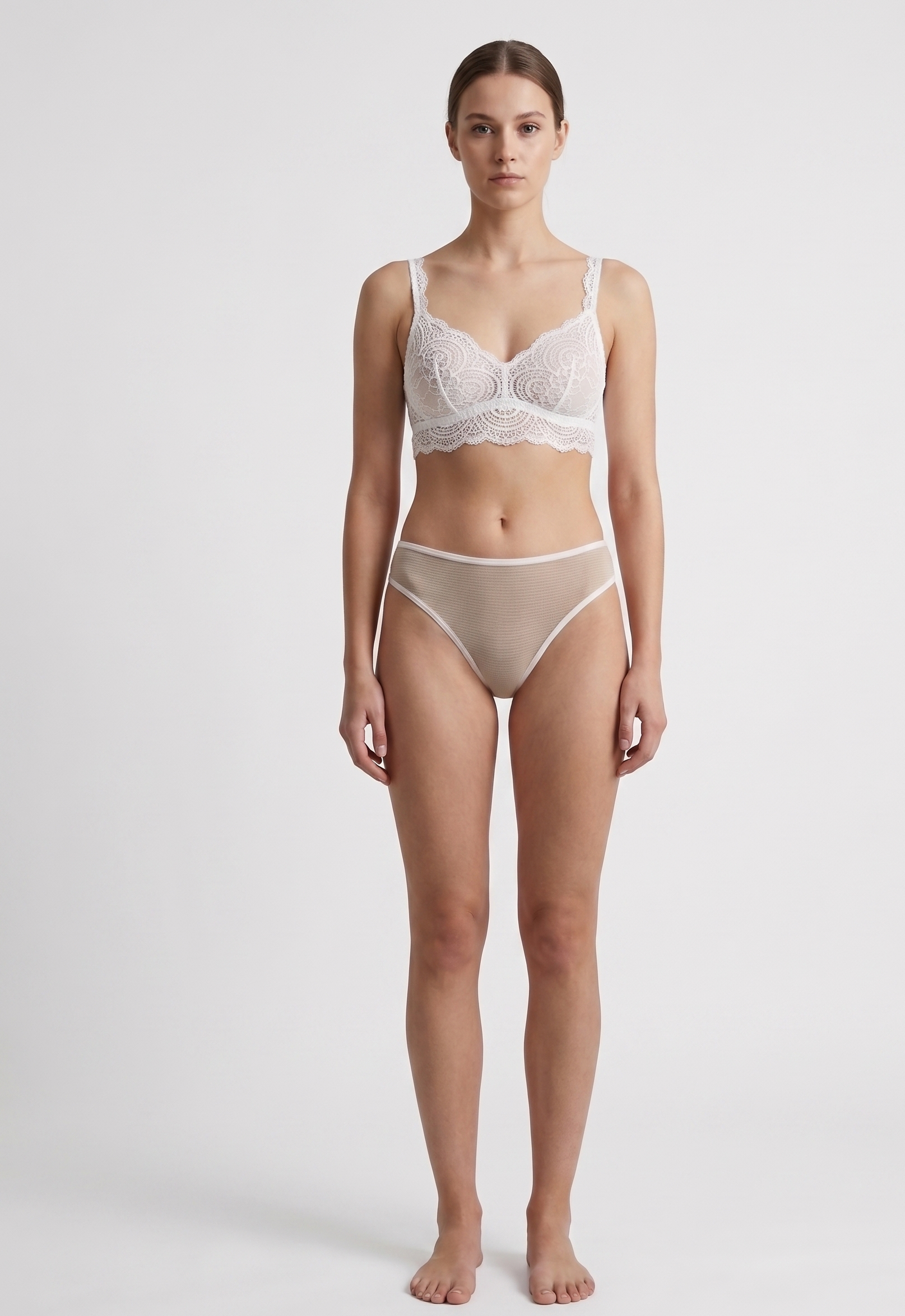 Bridal Sheer Crotchless Lace Panty with Bow 7641