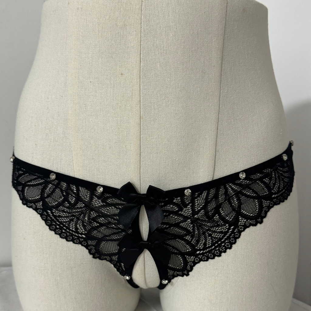 Crotchless Panties wtih Rhinestone Detailing R