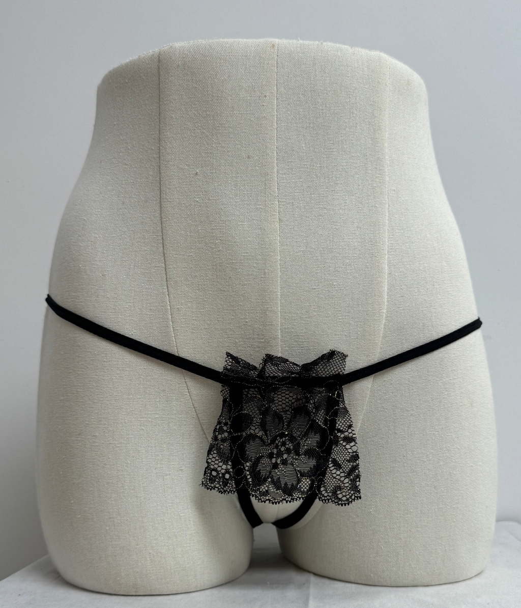 Strap Crotchless Sheer Cover with Glitter thread Panties 888