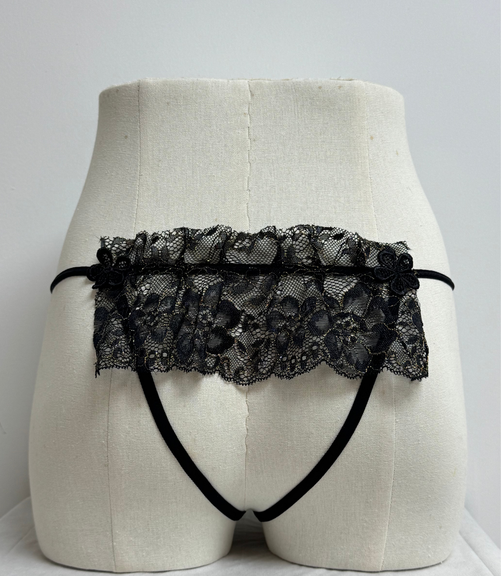 Strap Crotchless Sheer Cover with Glitter thread Panties 888