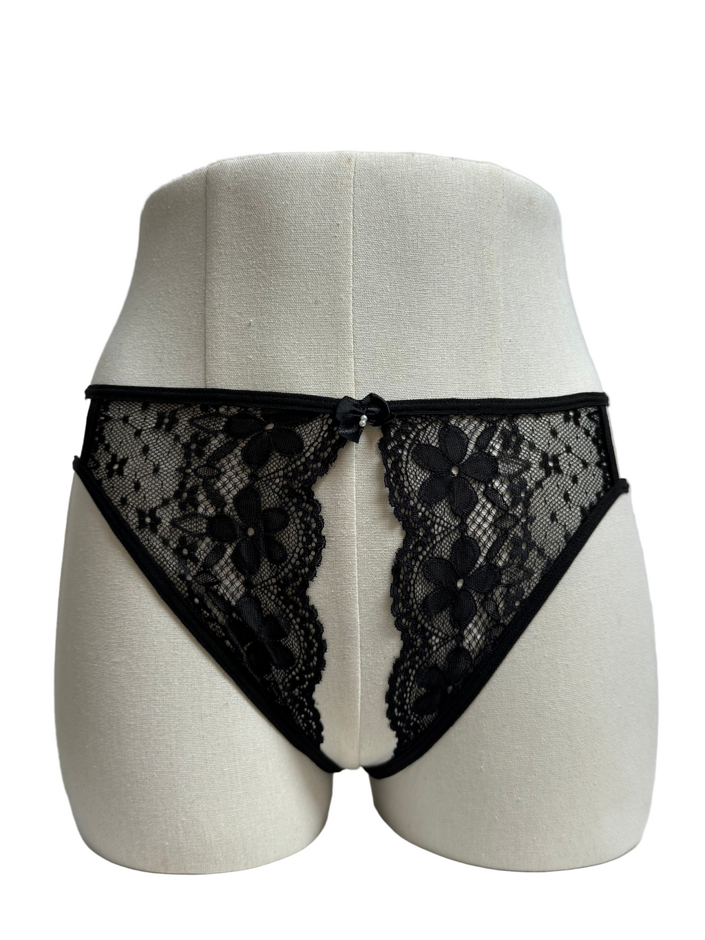 Lace High-Rise Crotchless with Bow Detail Panties 301