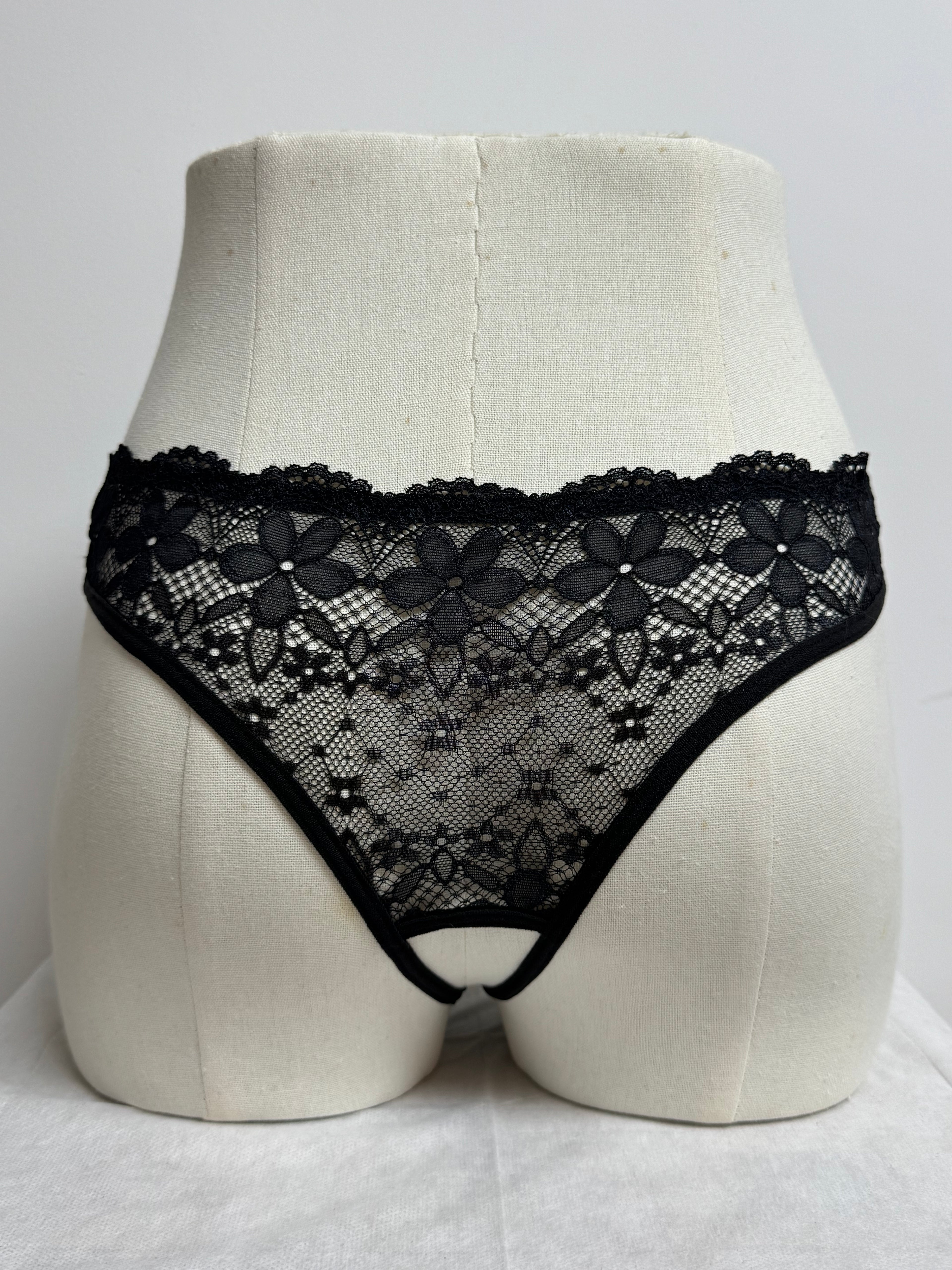 Lace High-Rise Crotchless with Bow Detail Panties 301