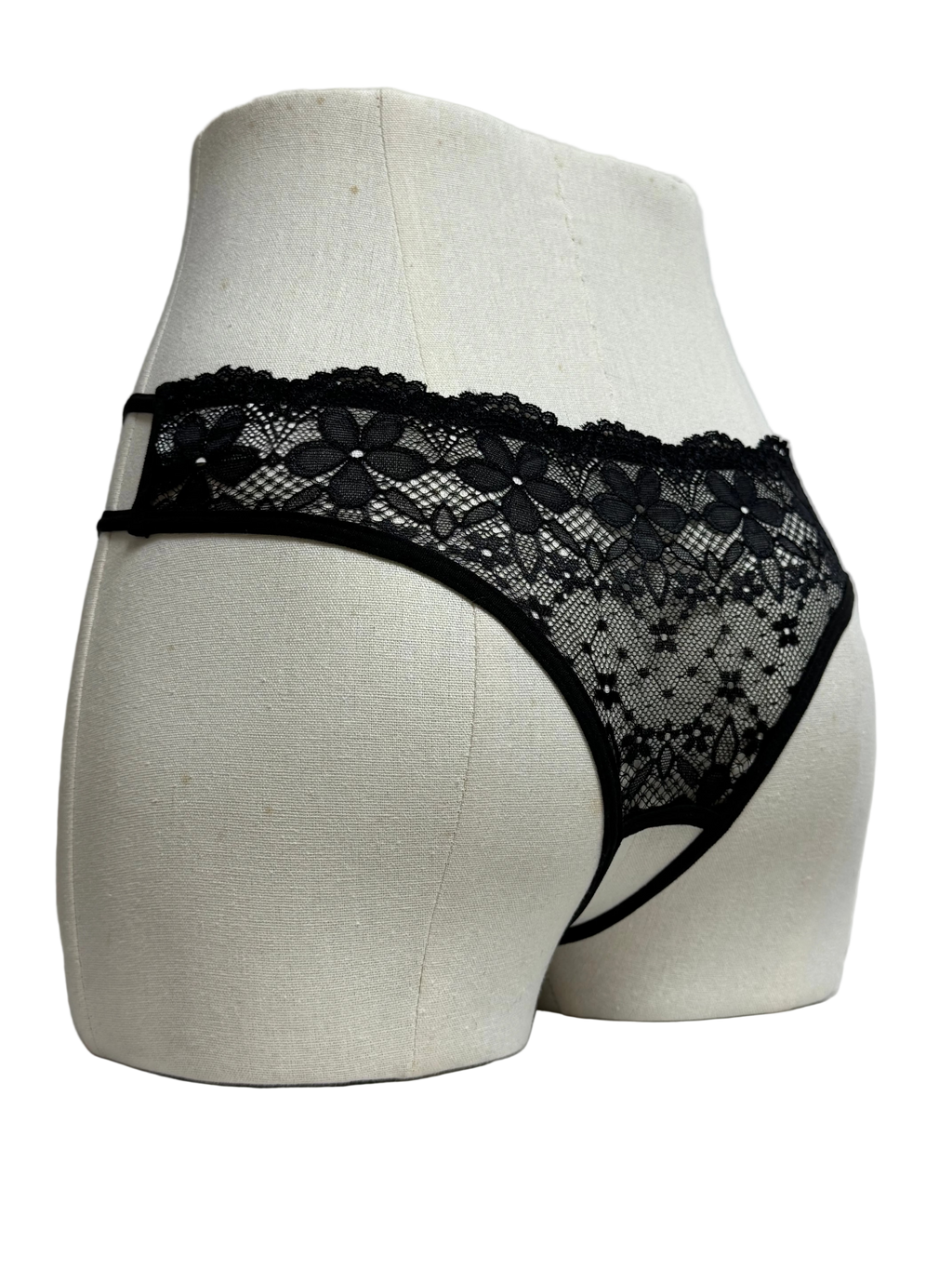 Lace High-Rise Crotchless with Bow Detail Panties 301