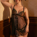 Lace Sheer Crotchless Panties Sheer Dress Set (Dress + Panties) LV71219 - Black / L
