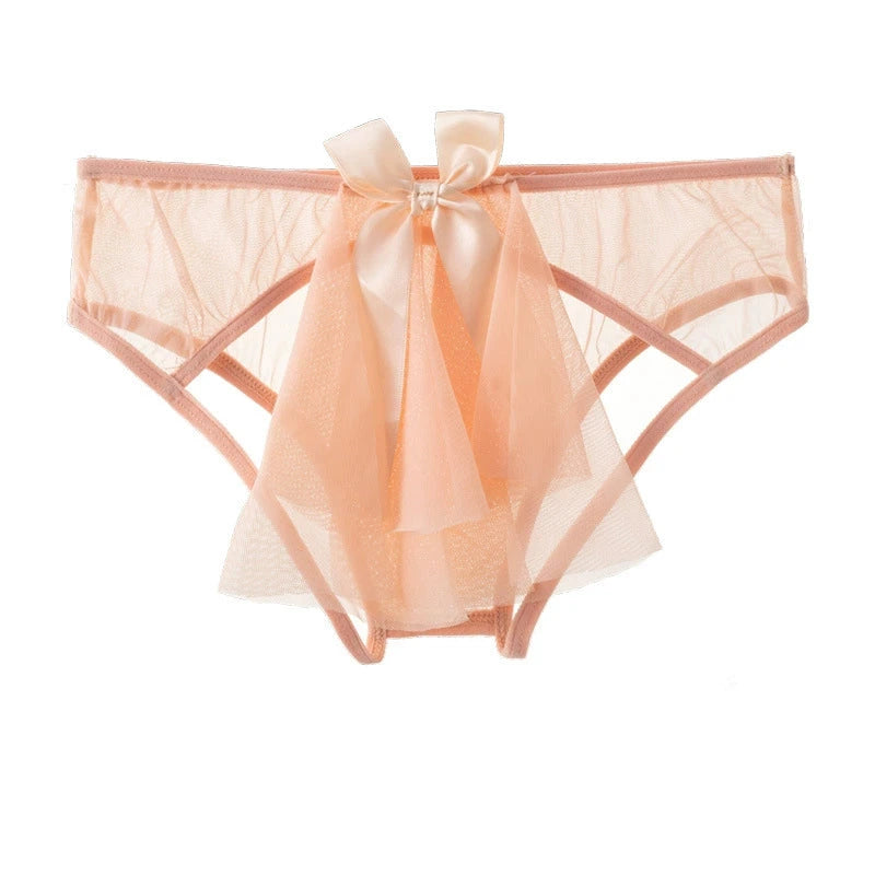 Wedding Vibe Sheer Crotchless Panties with Bow 7641