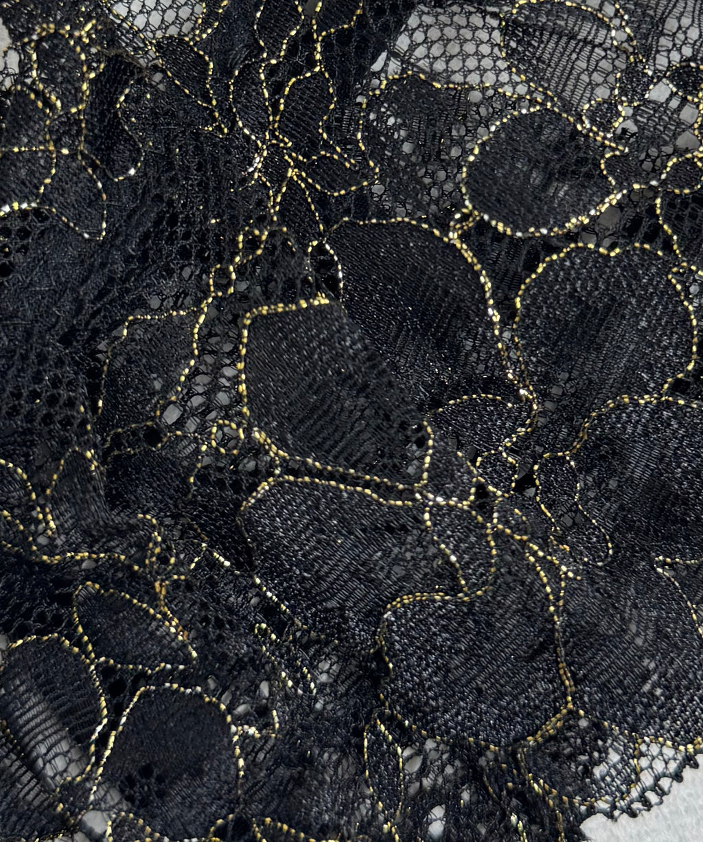 Close-up detail of Romantic Strappy Crotchless Sheer Lace Panty with Glitter Thread in Australia