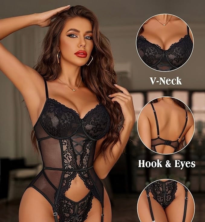 Highlight of the flexible fit and romantic pink lace textures of the Sultry Bride set